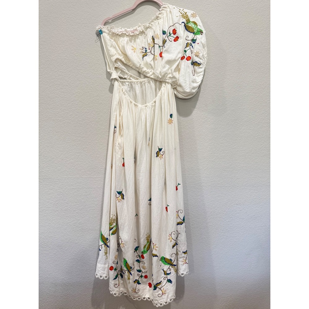 FARM Rio Embroidered One Shoulder Maxi Dress Cutout Floral White S Cottagecore - Picture 6 of 9